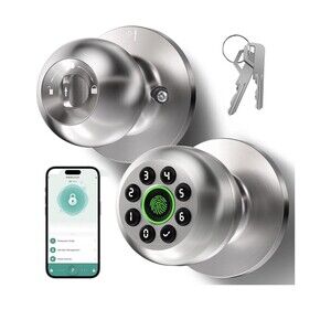 Smart Fingerprint Door Lock w App Control & Key Keyless Entry Knob 4 in 1 K10+